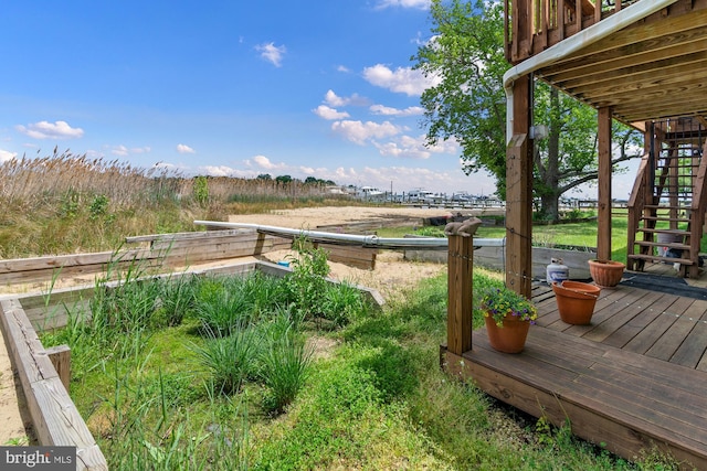 3739 Thomas Point Rd, Annapolis, MD 21403 - wooden deck featuring stairs