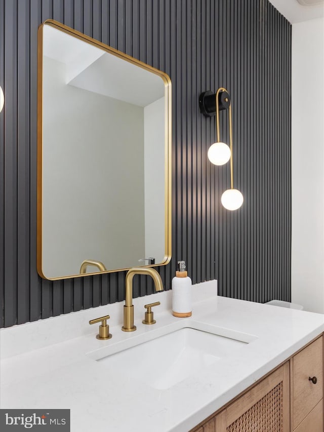 139 Laura Ct, Basye, VA 22810 - bathroom with wallpapered walls and vanity
