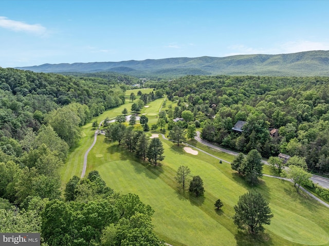 139 Laura Ct, Basye, VA 22810 - bird's eye view of a mountain backdrop, a local golf course, and a heavily wooded area