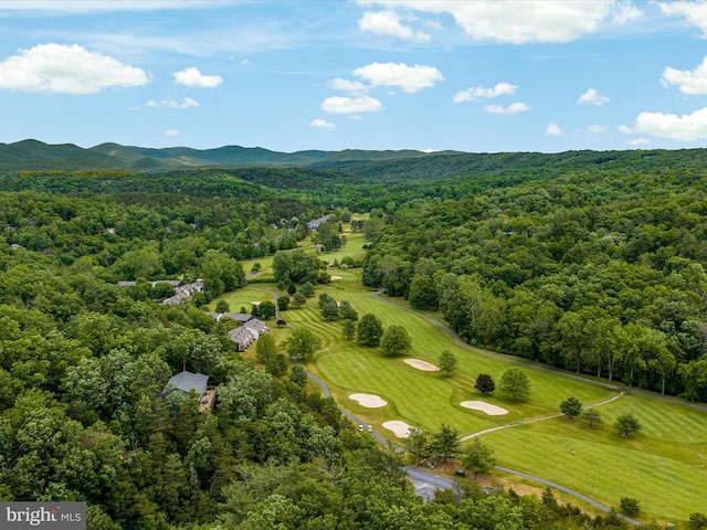 139 Laura Ct, Basye, VA 22810 - bird's eye view of a heavily wooded area, a mountainous background, and a local golf course