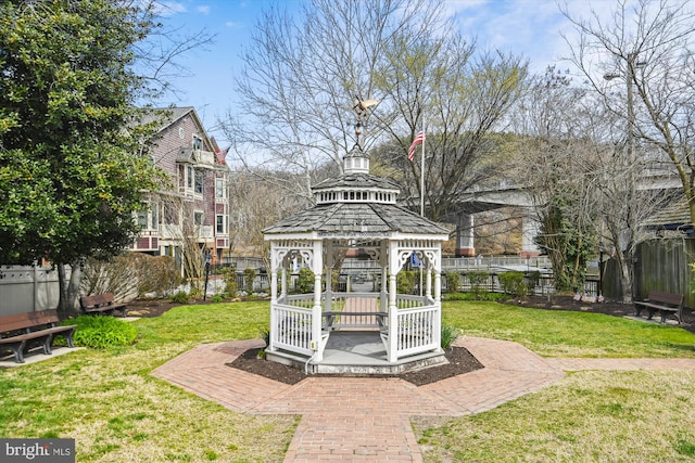 view of yard with a gazebo