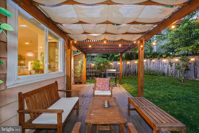 view of patio / terrace with a wooden deck and a pergola