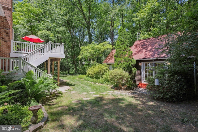 6813 Jeremiah Ct, Fairfax Station, VA 22039 - view of yard featuring stairs and a deck