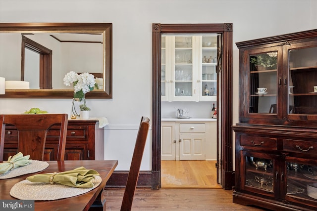 dining room featuring light wood finished floors