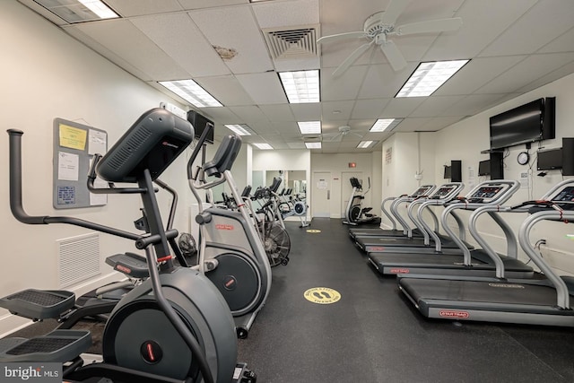4201 Cathedral Ave NW Unit 415E, Washington, DC 20016 - exercise room with a ceiling fan and a paneled ceiling