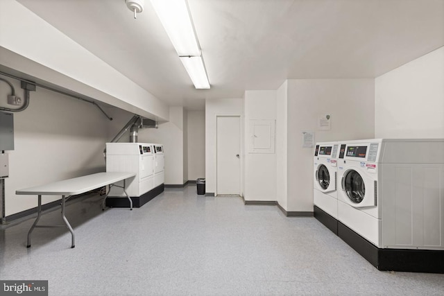 4201 Cathedral Ave NW Unit 415E, Washington, DC 20016 - community laundry room featuring separate washer and dryer and baseboards