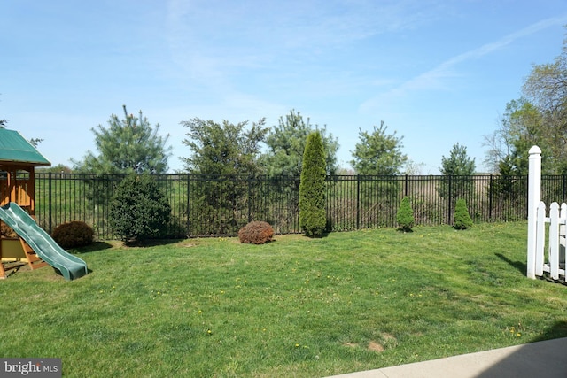 view of yard with a playground