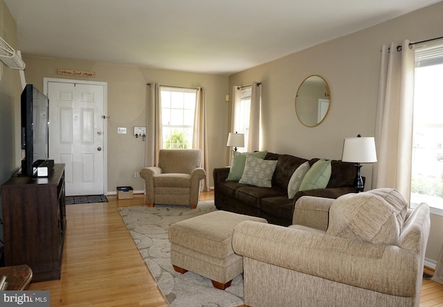living area with light wood-type flooring