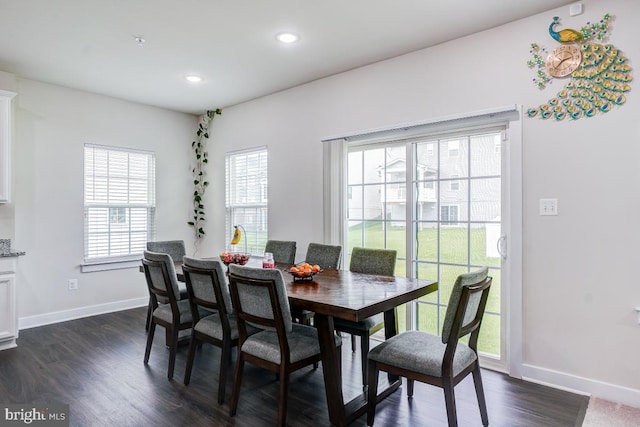 4801 Railway Cir, Monrovia, MD 21770 - dining area featuring baseboards, recessed lighting, and dark wood-style flooring