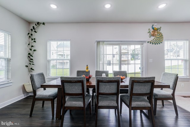 4801 Railway Cir, Monrovia, MD 21770 - dining space featuring baseboards, dark wood-type flooring, and recessed lighting
