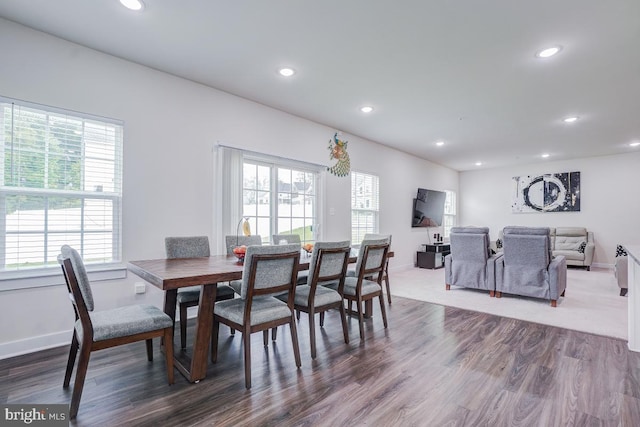 4801 Railway Cir, Monrovia, MD 21770 - dining area featuring plenty of natural light, recessed lighting, wood finished floors, and baseboards