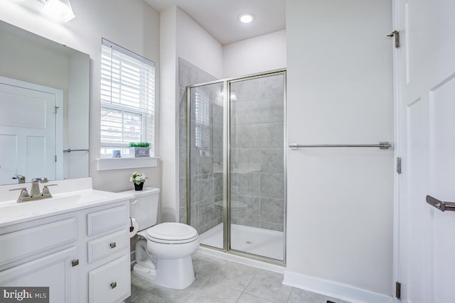 4801 Railway Cir, Monrovia, MD 21770 - full bath featuring tile patterned floors, toilet, a stall shower, and vanity