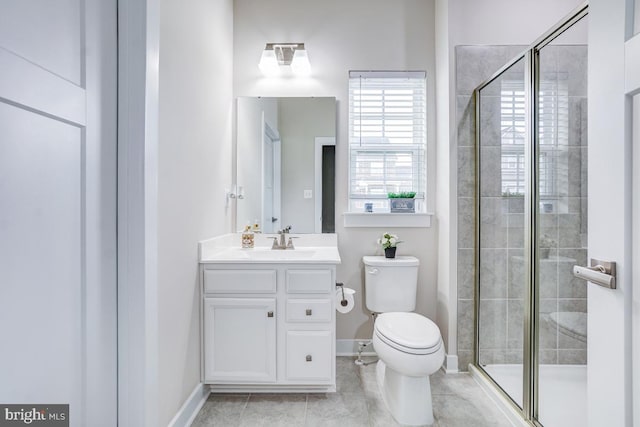 4801 Railway Cir, Monrovia, MD 21770 - full bath with vanity, toilet, a stall shower, and tile patterned flooring