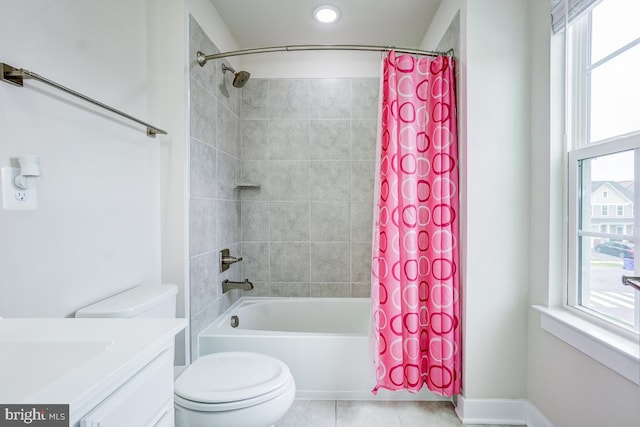 4801 Railway Cir, Monrovia, MD 21770 - bathroom featuring toilet, shower / tub combo with curtain, vanity, plenty of natural light, and recessed lighting