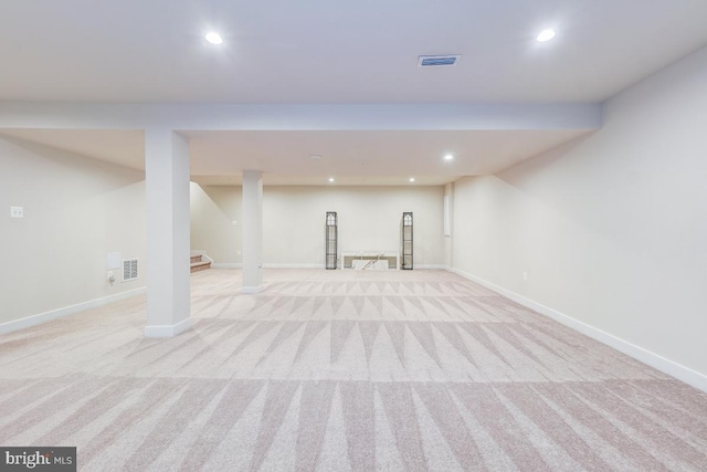 4801 Railway Cir, Monrovia, MD 21770 - finished below grade area featuring recessed lighting, light carpet, stairway, and baseboards