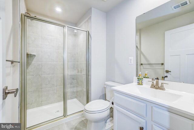 4801 Railway Cir, Monrovia, MD 21770 - bathroom with toilet, vanity, a stall shower, and tile patterned floors