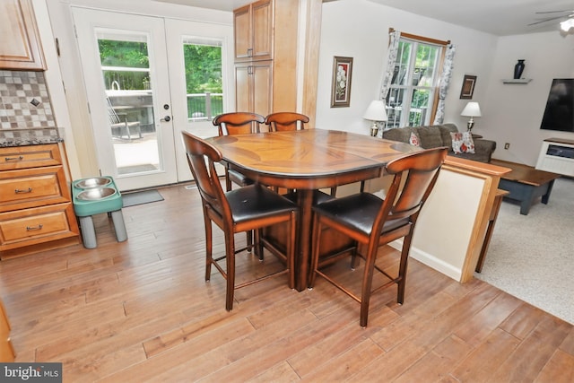 4361 Sutton Cir, Reading, PA 19606 - dining room featuring light wood-style floors, french doors, and a ceiling fan