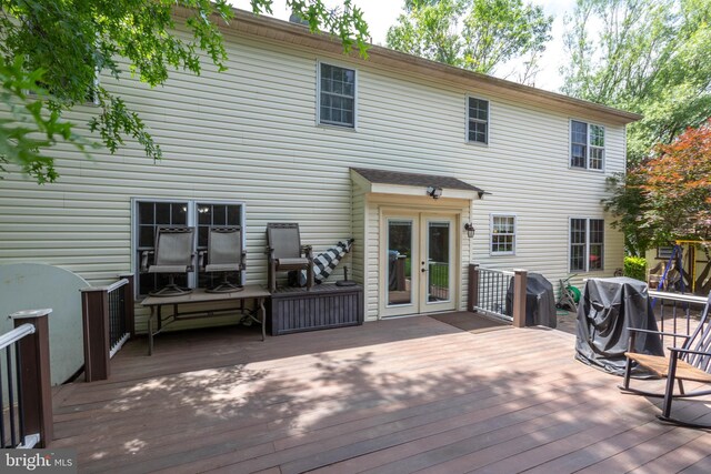 4361 Sutton Cir, Reading, PA 19606 - wooden deck with french doors and a grill