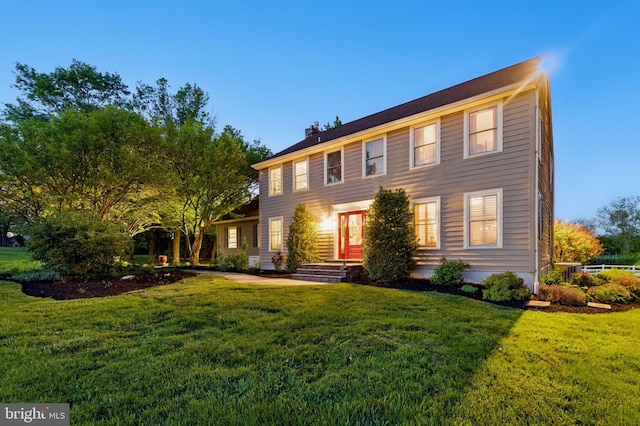 279 Folly Rd, Chalfont, PA 18914 - colonial-style house with a front lawn and a chimney