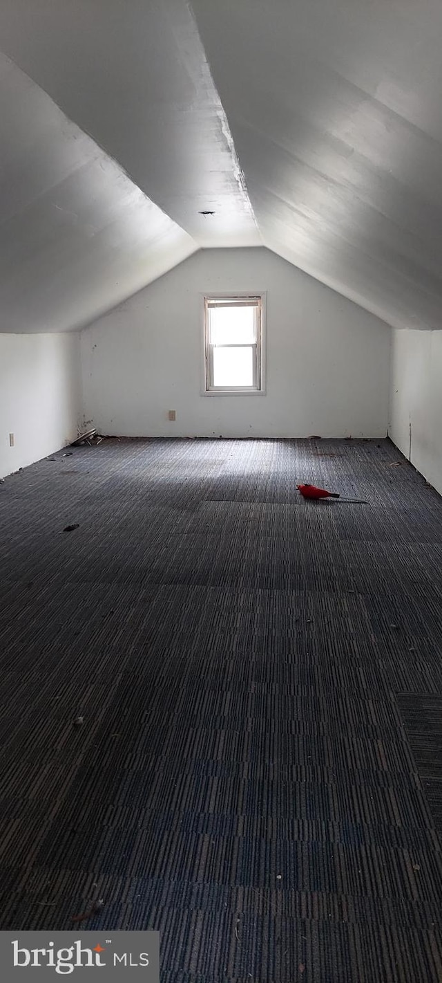 bonus room with carpet flooring and lofted ceiling