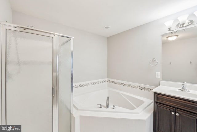 199 Colbert St, Taneytown, MD 21787 - bathroom featuring vanity, a bath, and a stall shower