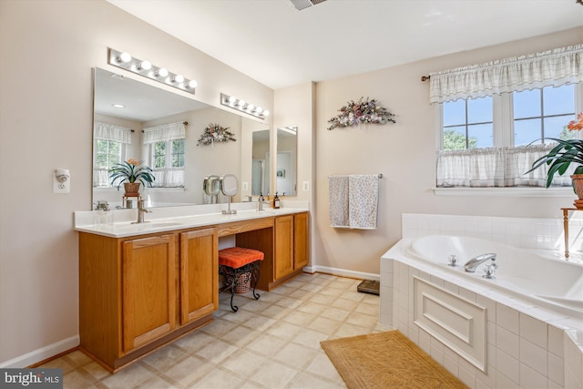 7229 Antares Dr, Gaithersburg, MD 20879 - full bath with a bath, double vanity, baseboards, and tile patterned floors