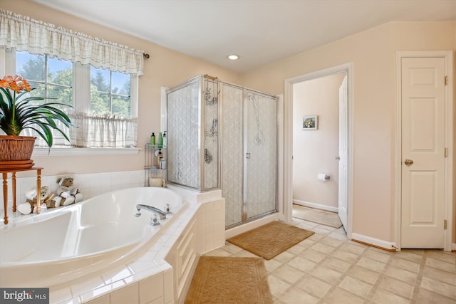 7229 Antares Dr, Gaithersburg, MD 20879 - full bathroom with a garden tub, a stall shower, and recessed lighting