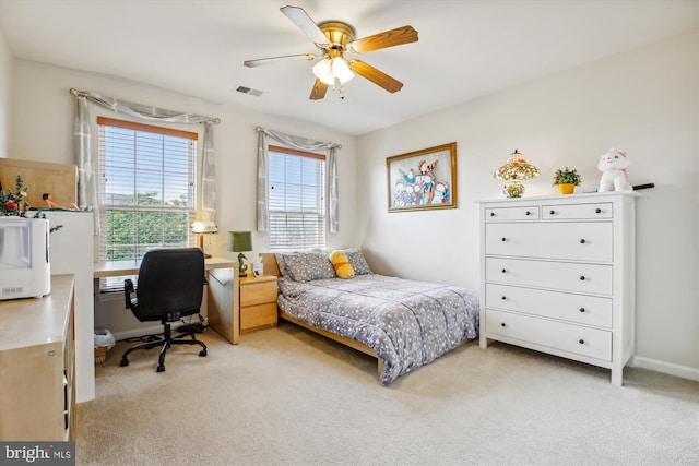 7229 Antares Dr, Gaithersburg, MD 20879 - carpeted bedroom featuring an office area, baseboards, and ceiling fan