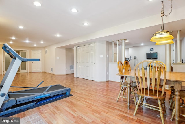 7229 Antares Dr, Gaithersburg, MD 20879 - exercise room featuring wood finished floors, recessed lighting, and baseboards