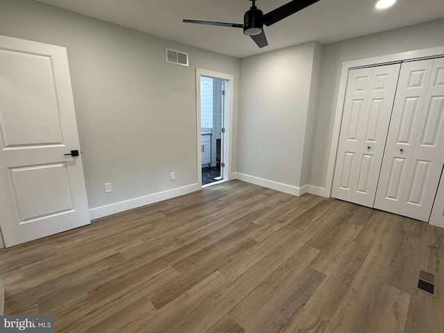 5 Kent Ave, Ocean View, DE 19970 - unfurnished bedroom featuring baseboards, wood finished floors, a closet, ceiling fan, and recessed lighting