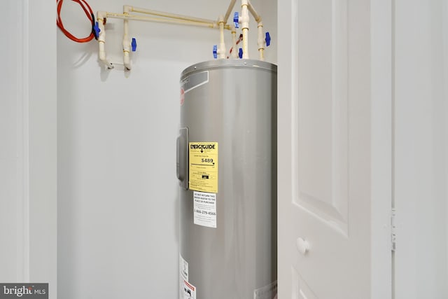 utility room with electric water heater