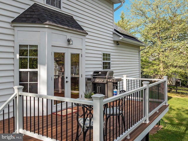35513 Sourwood Pl, Round Hill, VA 20141 - wooden deck featuring a grill and french doors