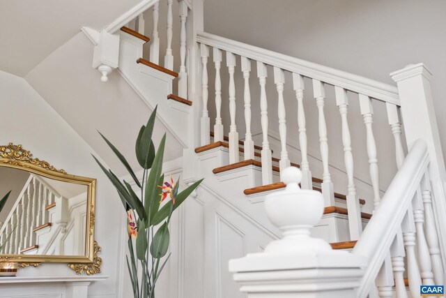 2010 White Bridge Rd, Waynesboro, VA 22980 - stairs with a decorative wall