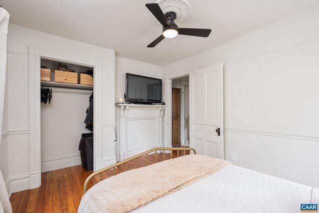2010 White Bridge Rd, Waynesboro, VA 22980 - bedroom featuring wood finished floors, a closet, ceiling fan, and baseboards