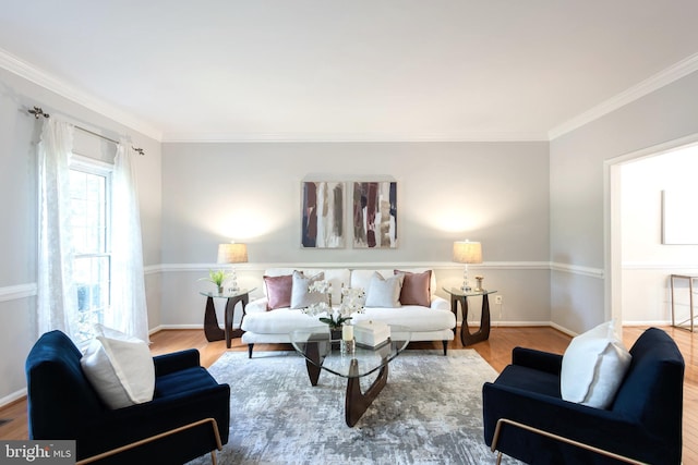 12685 Fox Woods Dr, Herndon, VA 20171 - living room with ornamental molding, wood finished floors, and baseboards