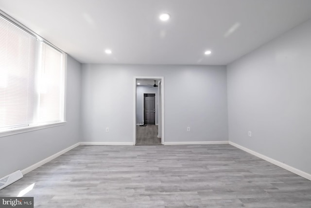 550 N 58th St, Philadelphia, PA 19131 - empty room with baseboards, wood finished floors, recessed lighting, and a ceiling fan