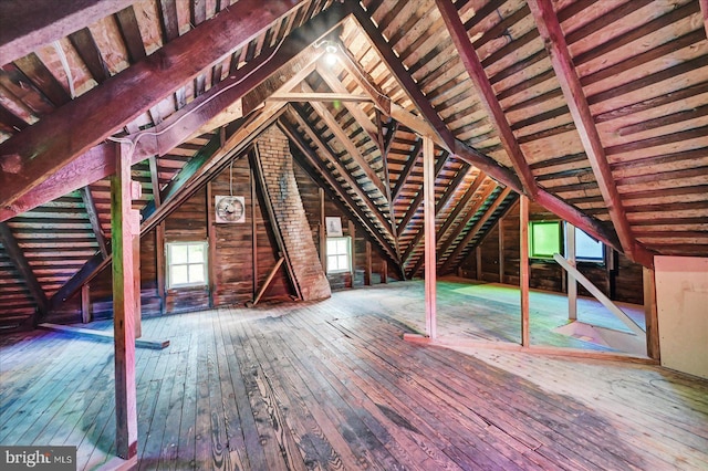 view of unfinished attic