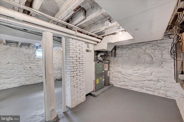 basement with water heater