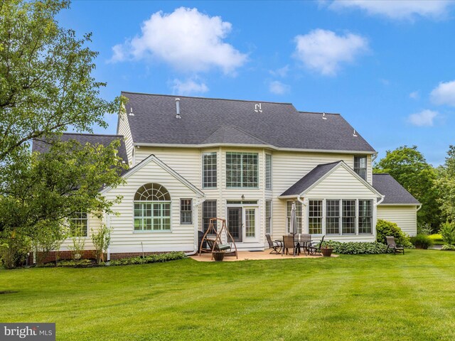 16013 Pheasant Ridge Ct, Woodbine, MD 21797 - rear view of property featuring a patio, a yard, and roof with shingles