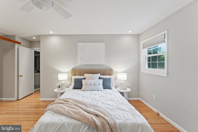 13429 Locksley Ln, Silver Spring, MD 20904 - bedroom with wood finished floors, baseboards, recessed lighting, and a ceiling fan