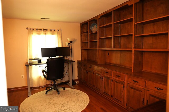 2616 Osage St, Hyattsville, MD 20783 - office area featuring baseboards and dark wood-style floors