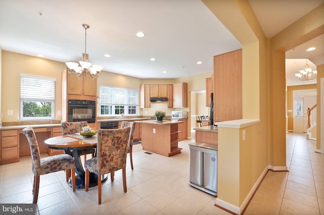 7419 Near Thicket Way, Laurel, MD 20707 - dining space with a chandelier, healthy amount of natural light, light tile patterned floors, recessed lighting, and baseboards