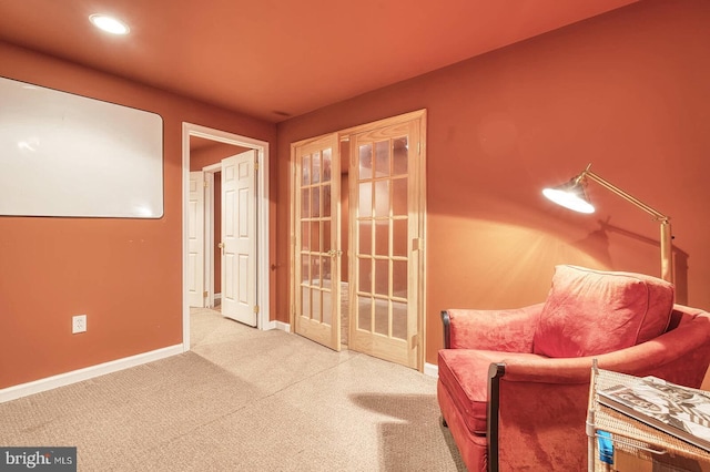 7419 Near Thicket Way, Laurel, MD 20707 - sitting room with baseboards, carpet floors, french doors, and recessed lighting
