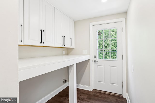302 Fenwick Rd, Pilesgrove, NJ 08098 - doorway with baseboards and dark wood finished floors