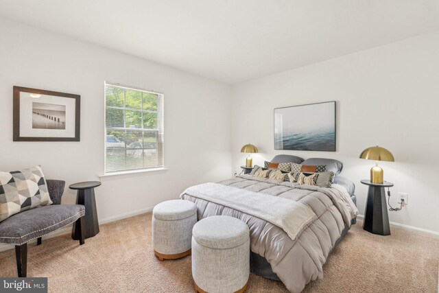 bedroom featuring carpet and baseboards