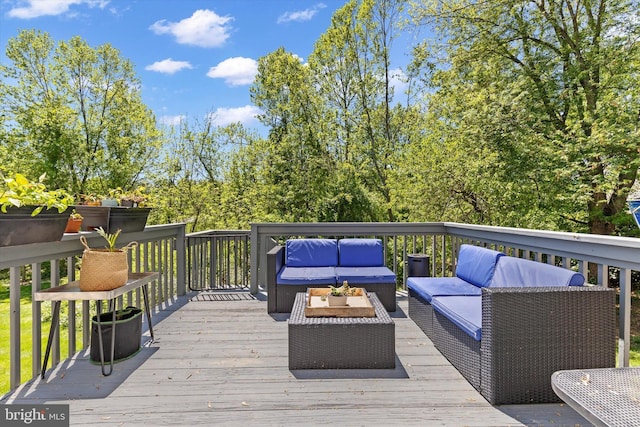 deck with an outdoor hangout area