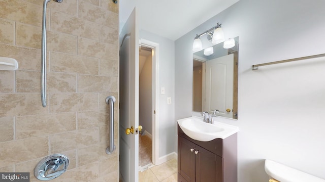 6940 Hawthorne St, Landover, MD 20785 - full bathroom featuring vanity, a shower, and tile patterned flooring