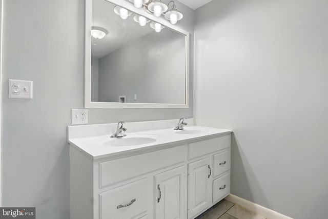 bathroom featuring double vanity and tile patterned floors