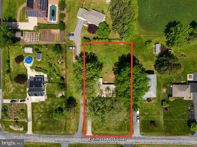 aerial view of property's location with property parcel outlined