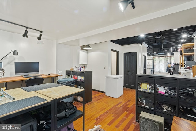 17 W Chase St, Baltimore, MD 21201 - office area featuring wood finished floors and rail lighting